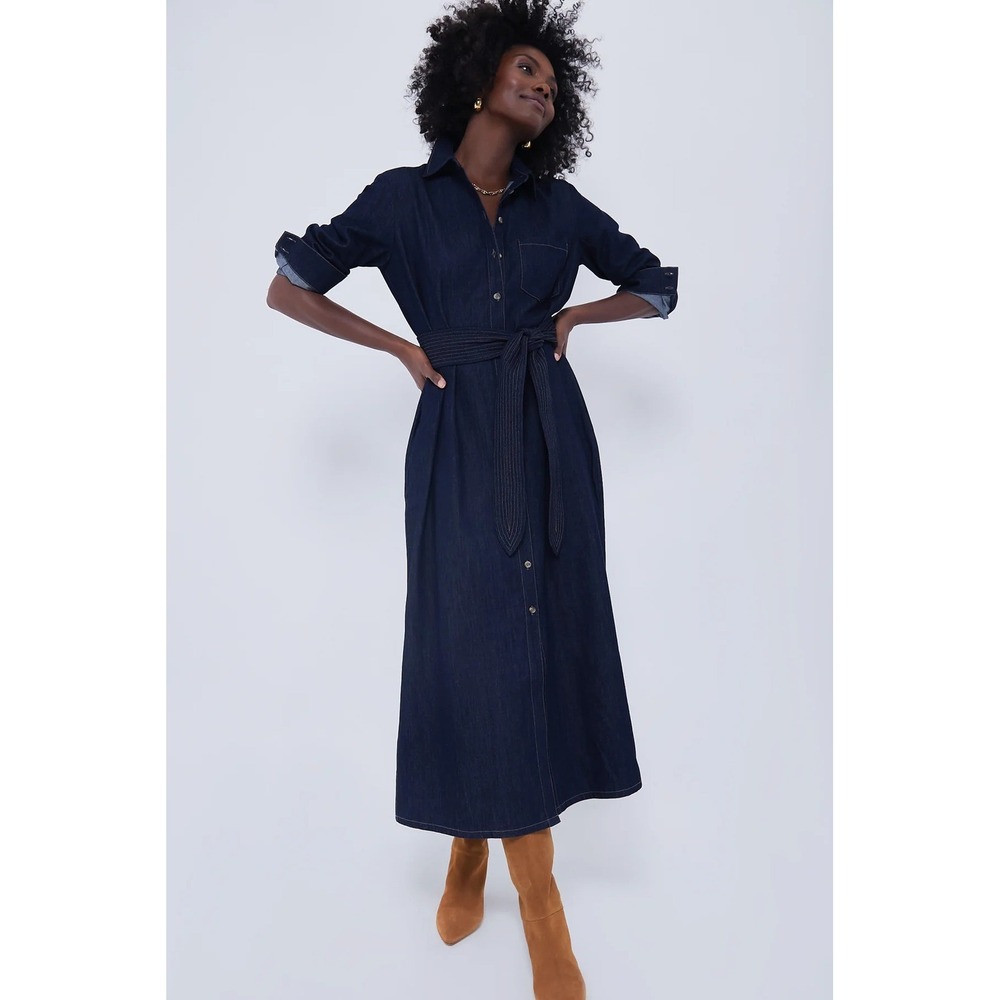 Tuckernuck Denim Maxi Shirt Dress Womens XS Blue Excelle NWT